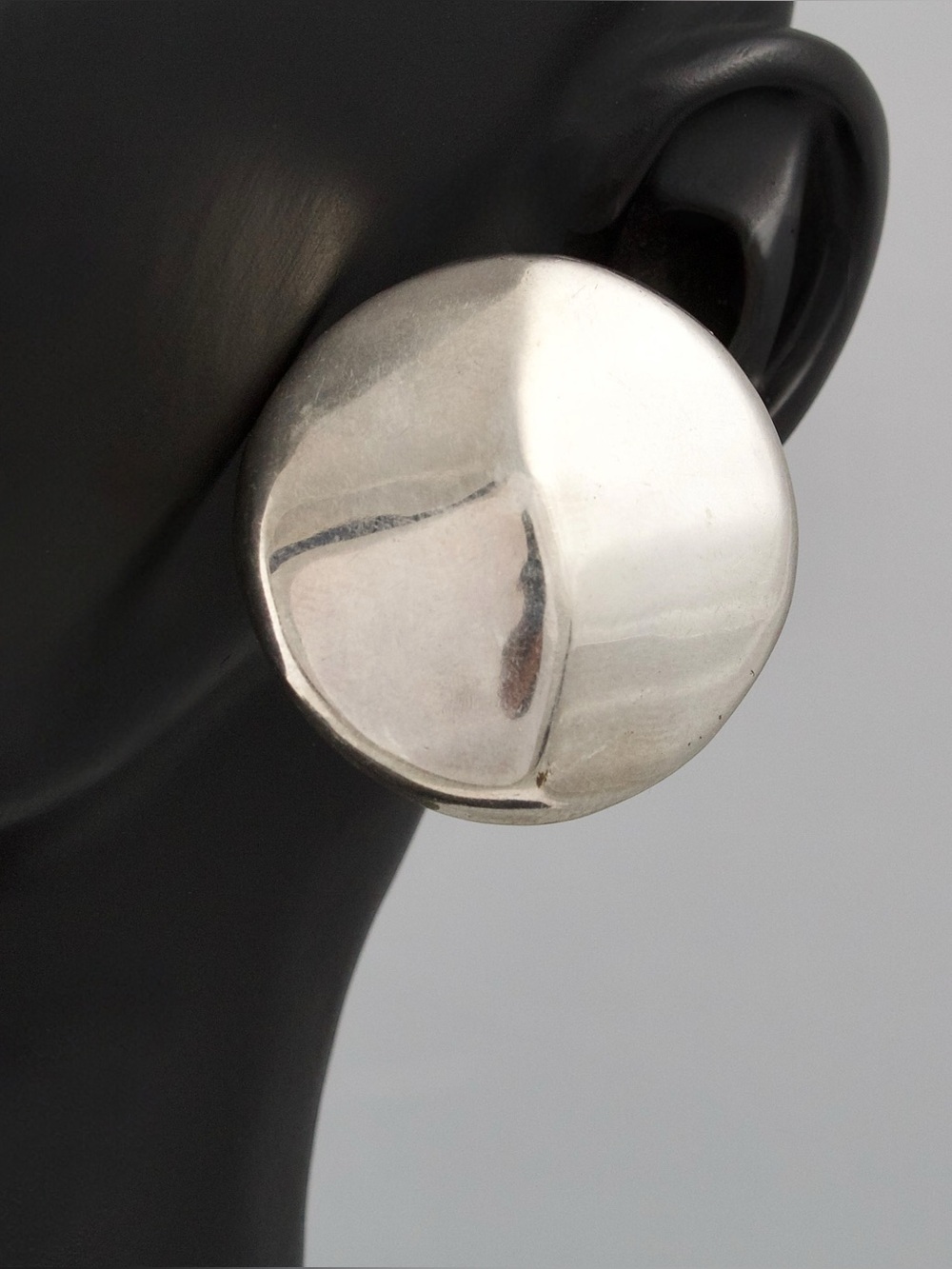 Vintage Taxco Sterling Silver Stud Earrings Extra Large Modernist Dome
